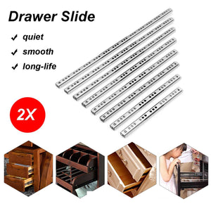 2Pcs 8"-16" 17mm Ball Bearing Drawer Slides Furniture Slide Steel Ball Bearing Slides Keyboard Cabinet Cupboard Drawer Runners